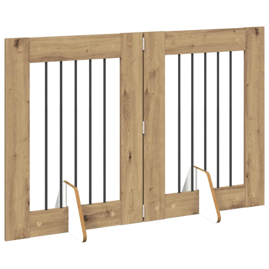 Cancello per cani pieghevole con supporti 2 pz 120,5 cm 892096