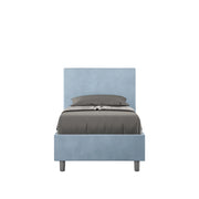 BS COM Letto singolo contenitore imbottito 90x190 microfibra azzurro
