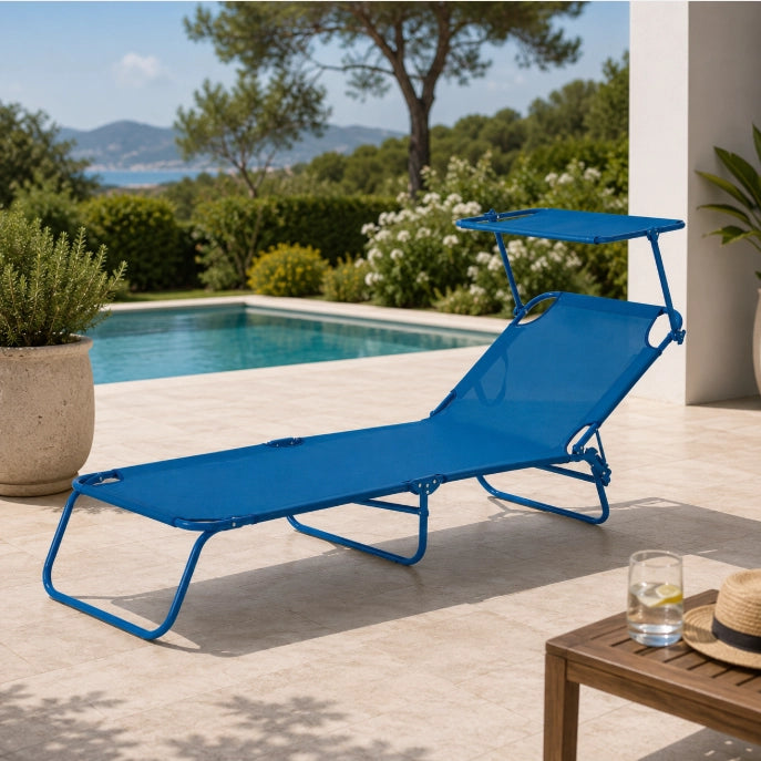 LETTINO MARE CON PARASOLE 188x55x24 - DUE COLORI COLORE: BLU