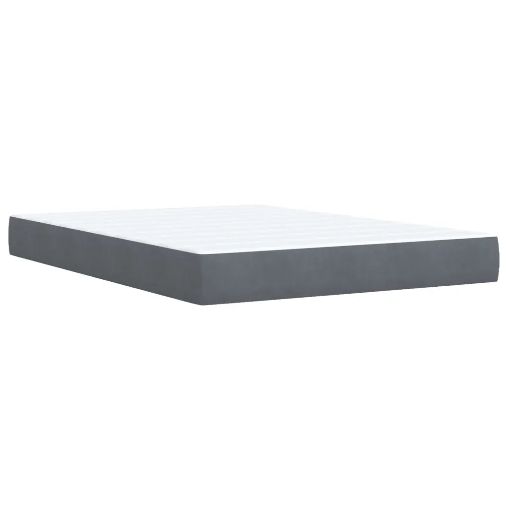 Giroletto a Molle con Materasso Grigio Scuro 140x200 cm Velluto
