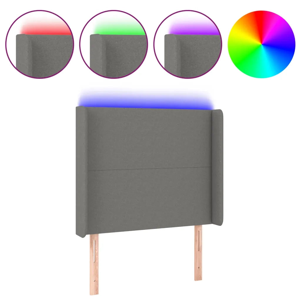 Testiera a LED Nera 103x16x118/128 cm in Tessuto 3123760
