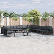 Set Divano da Giardino con cuscino 12 pcs Nero Acciaio 3379007