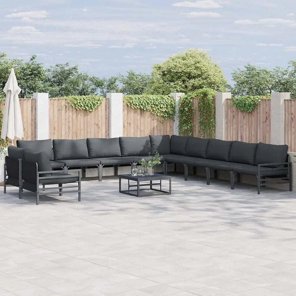 Set Divano da Giardino con cuscino 12 pcs Nero Acciaio 3379007