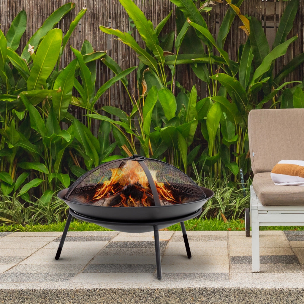 Braciere da Esterno con Coperchio e Attizzatoio ¨C Minimal ¨C ?47x33 cm Nero