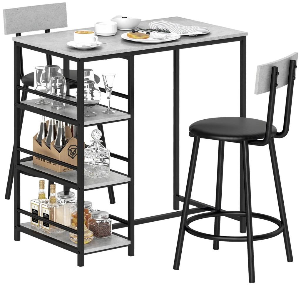 Tavolo da bar con sgabelli e scaffali ¨C zephmum ¨C grigio e nero