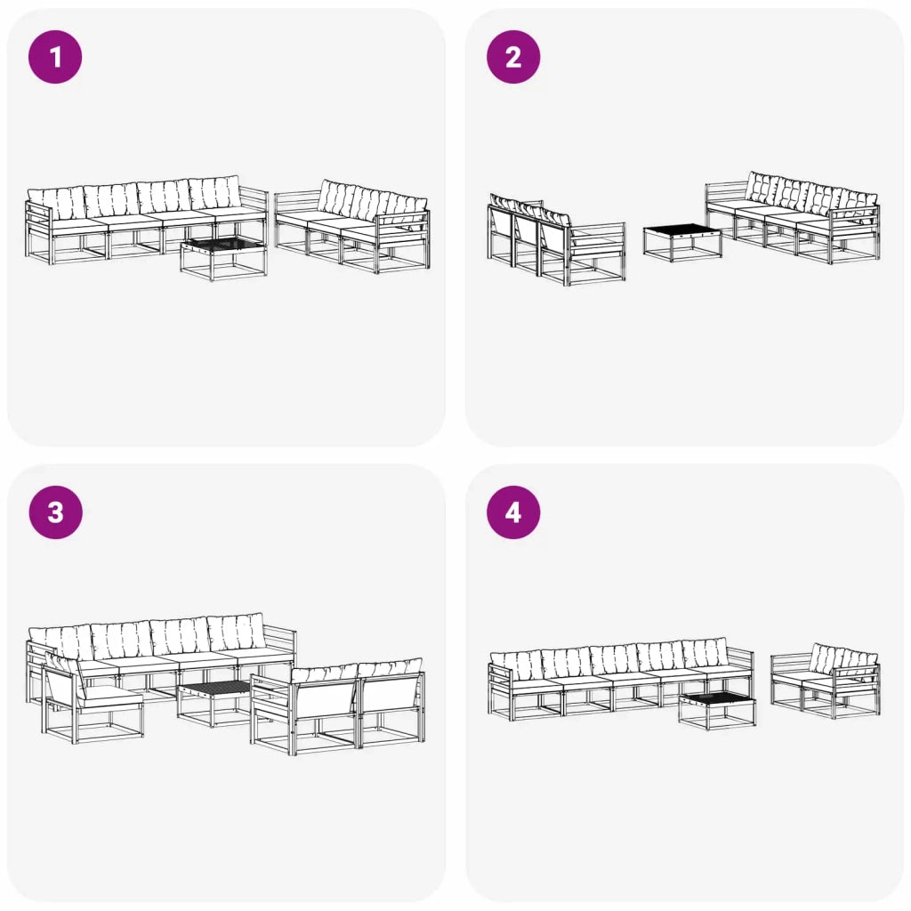 Set di divani da esterno 8 pcs Bianco e nero 3388482