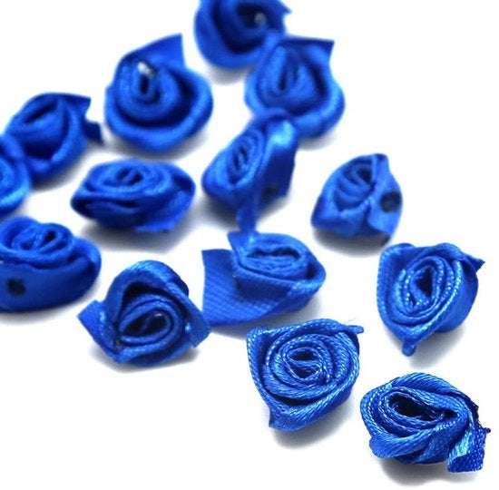 Fiori artificiali - Capolinea di rosa per attività manuali - 100 pezzi di fiori di microfibra - Blu - Accessori decorativi - Adatto per matrimoni e feste
