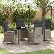Set da Pranzo per Giardino 5 pcs Grigio chiaro polyrattan