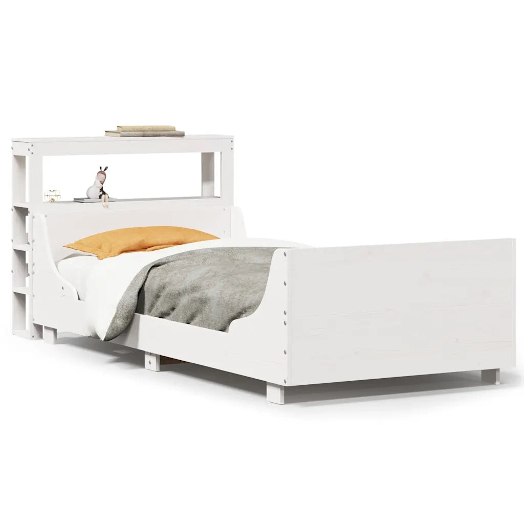 Letto senza Materasso-Struttura Letto Bianco 75x190 in Legno Massello di Pino 914878