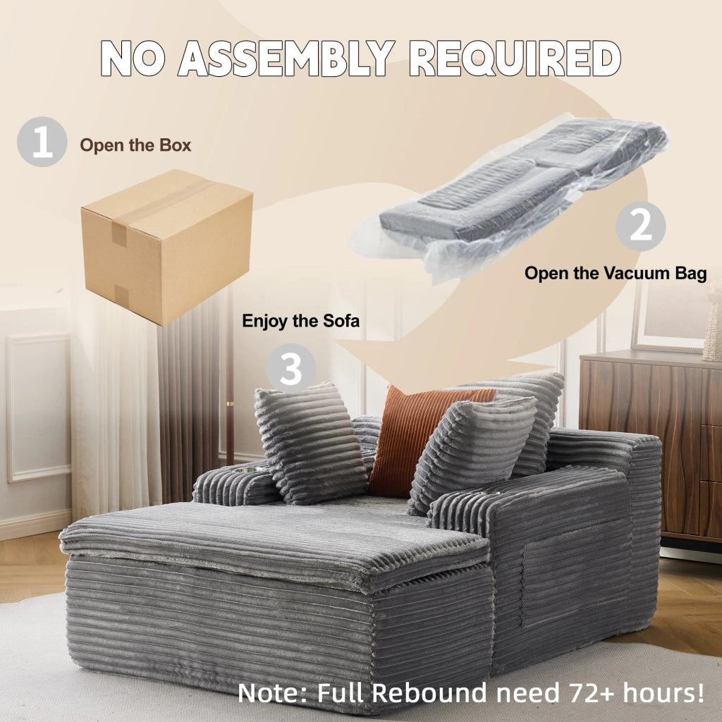 Divano letto con chaise longue ¨C zephmum ¨C grigio