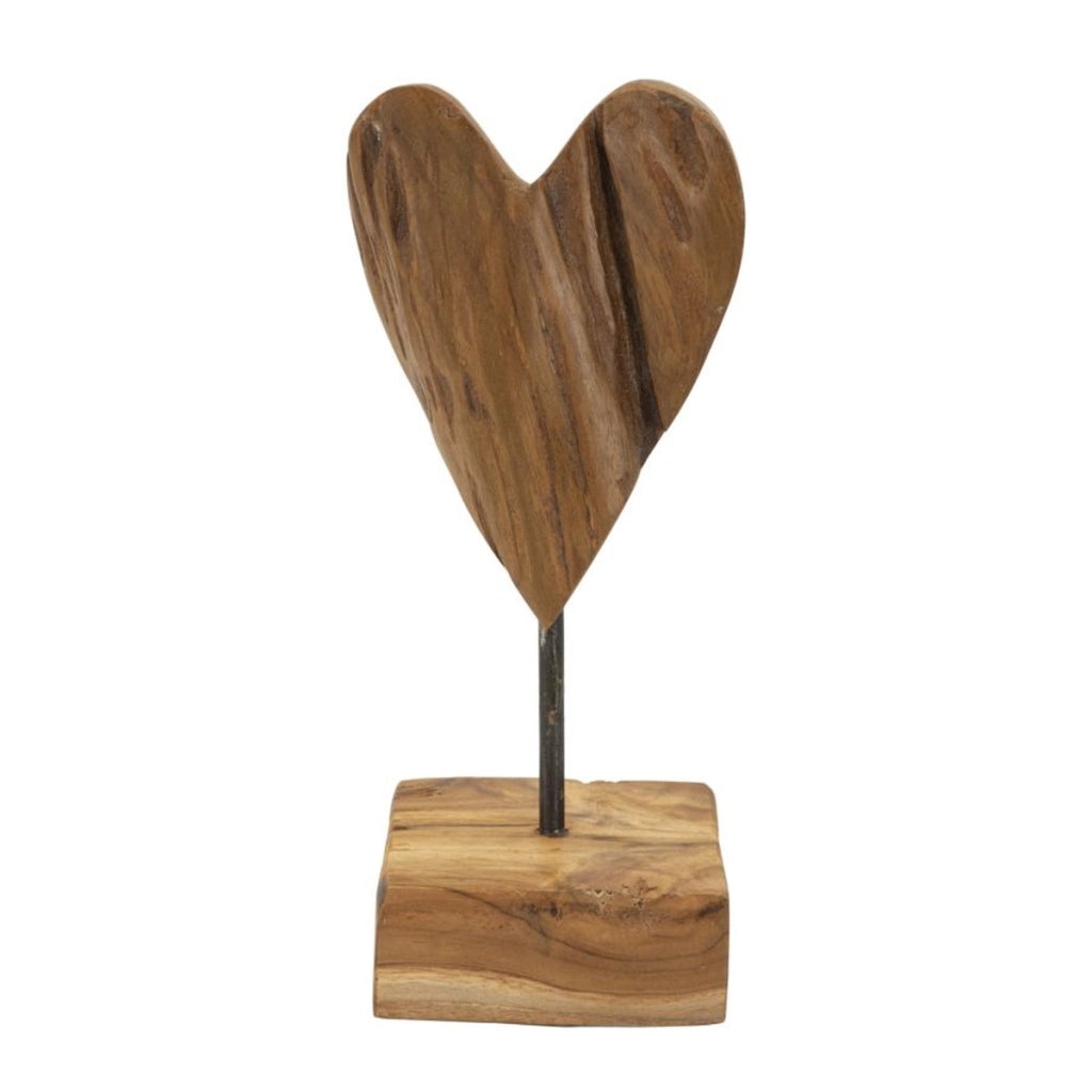 Scultura Cuore 10, Marrone, Legno, 10x10x25 cm