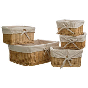Set di 5 cestini in vimini foderati