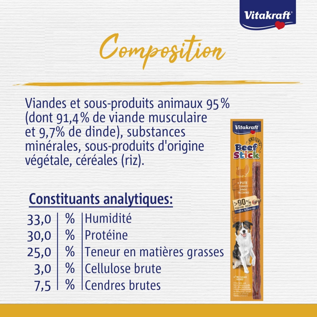Alimento Stick Cane Gusto Tacchino Vitakraft Beef Stick
