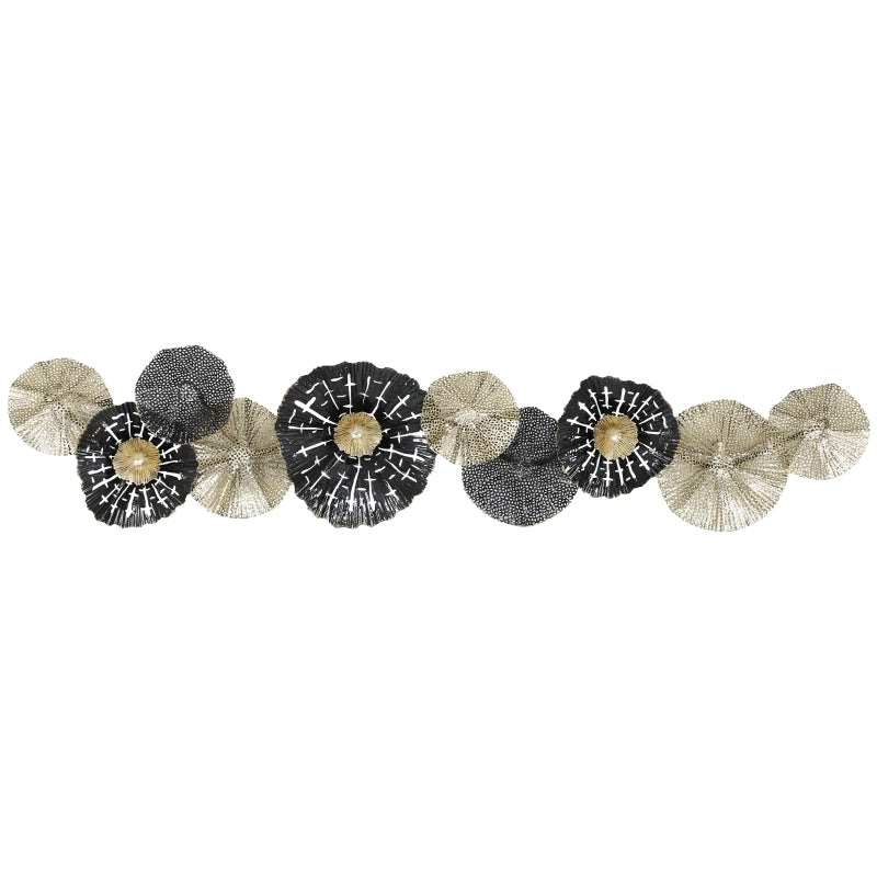 Decorazione murale con cornice in metallo, stile moderno, nero e oro