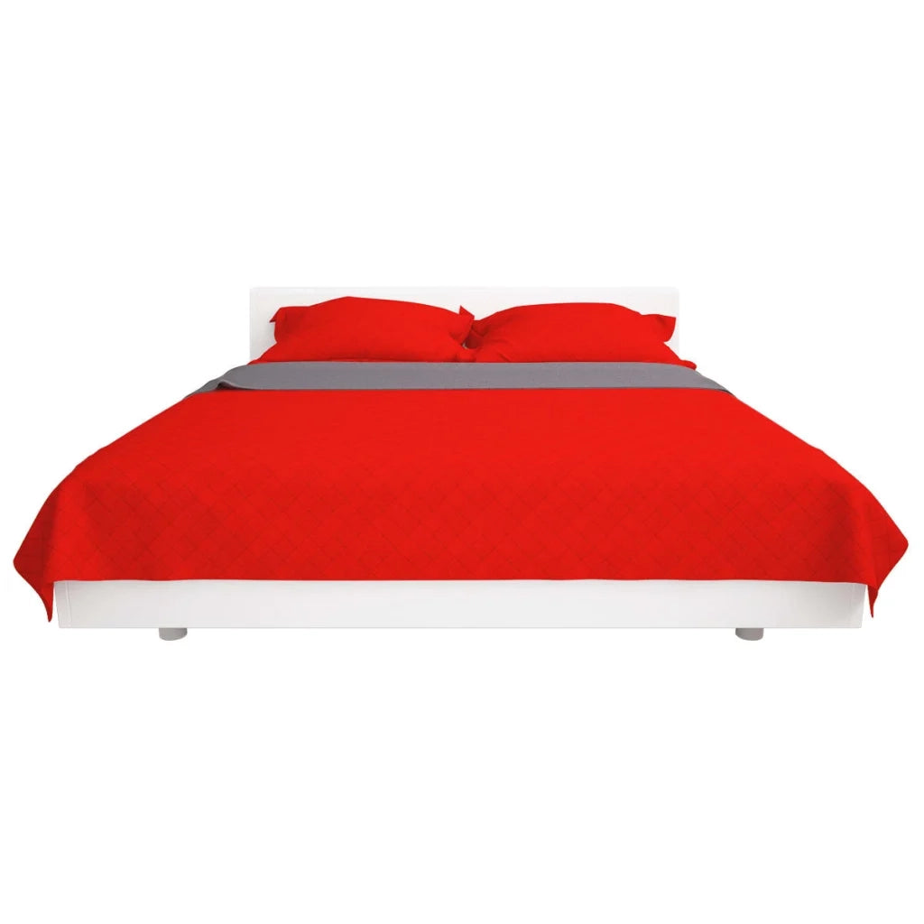 Copriletto Double-Face Trapuntato Rosso e Grigio 170x210 cm 131555