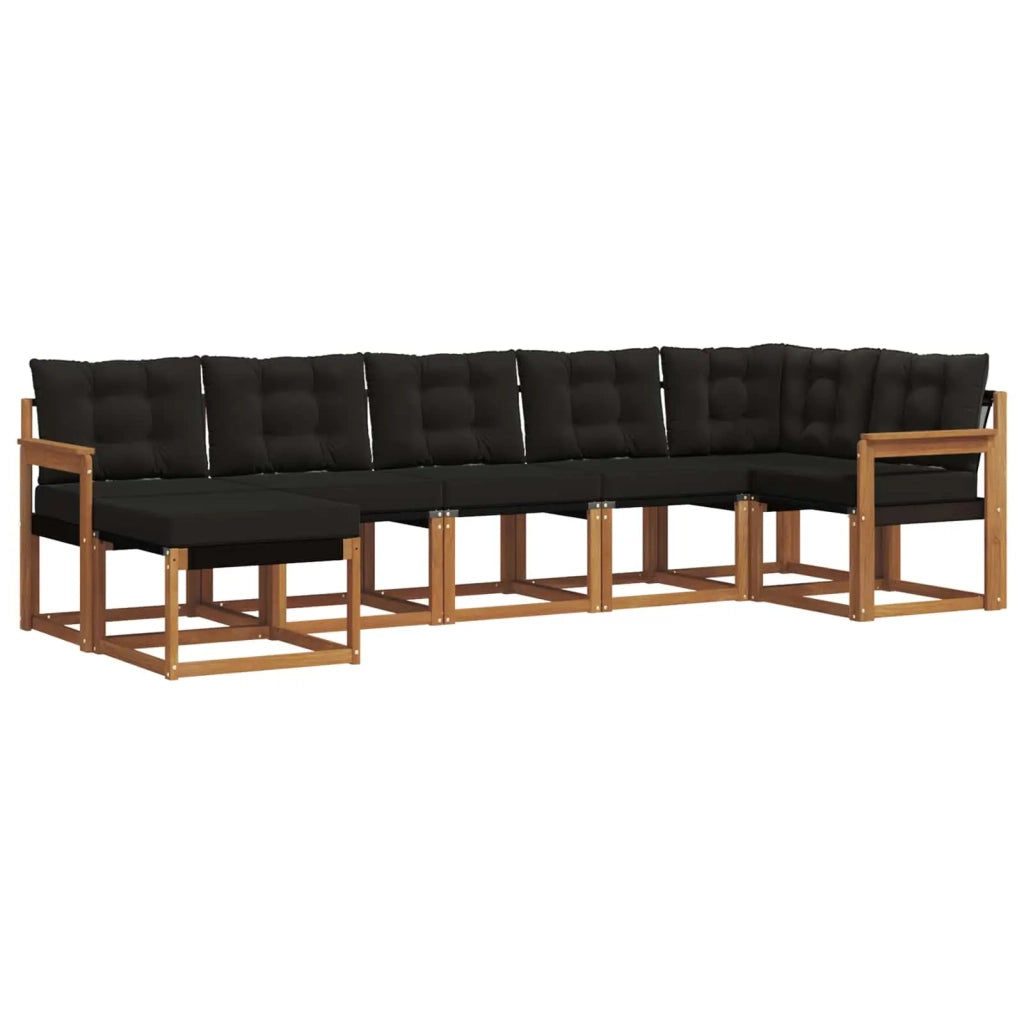 Set di divani da esterno con cuscino 7 pcs Naturale e Nero 3368875