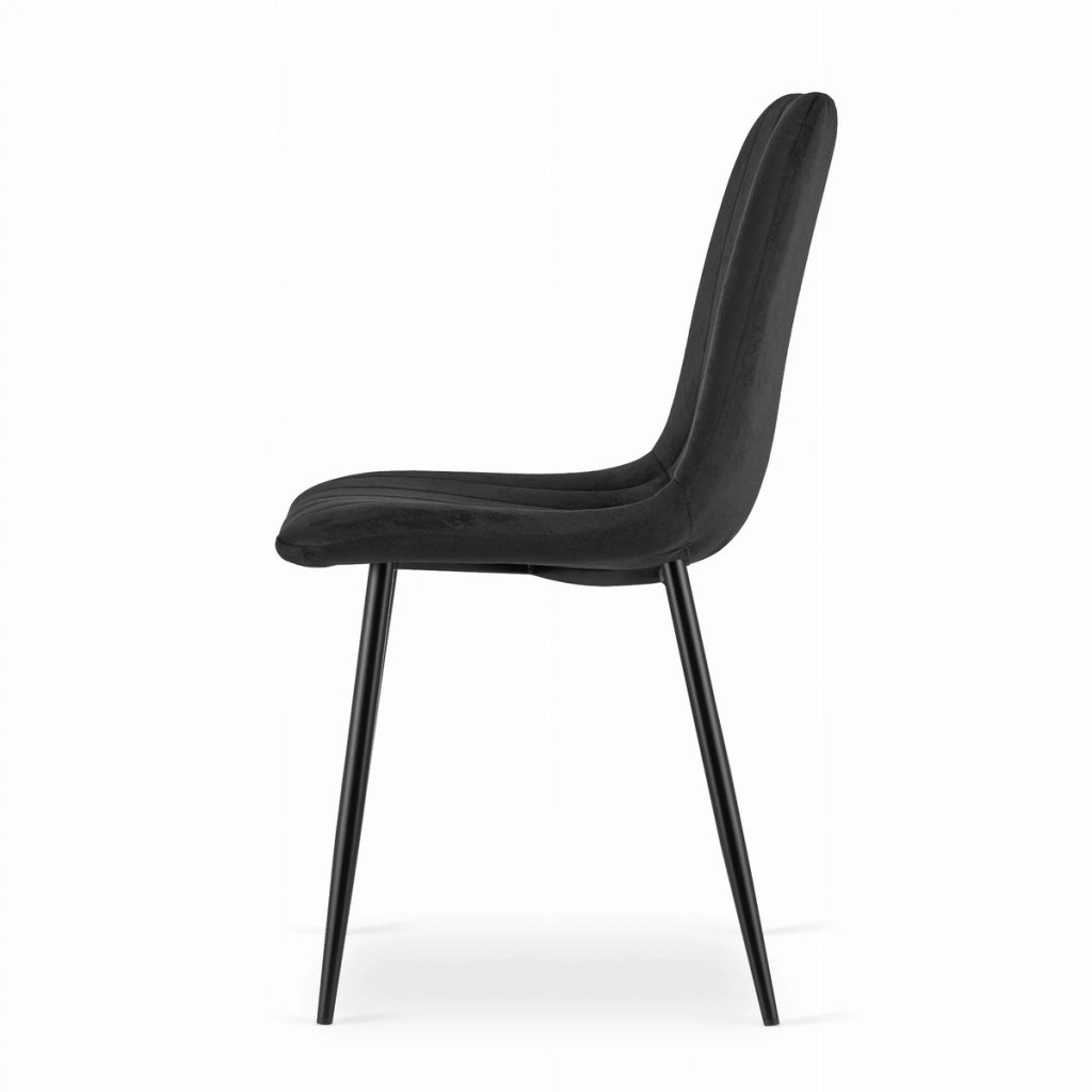 Sedia LAVA in velluto nero con gambe in metallo