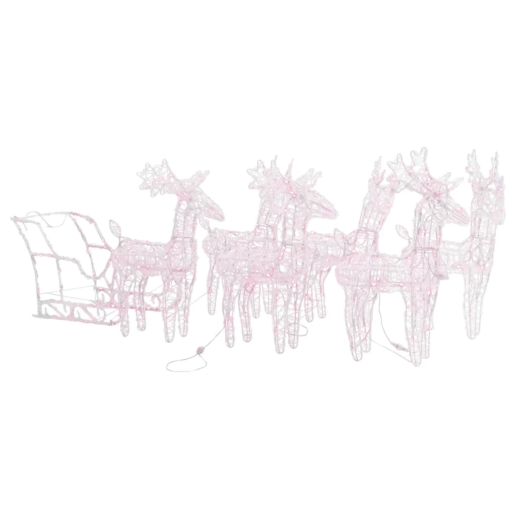 Decorazione Natalizia Renne e Slitta 280x28x55 cm in Acrilico CFW5145288