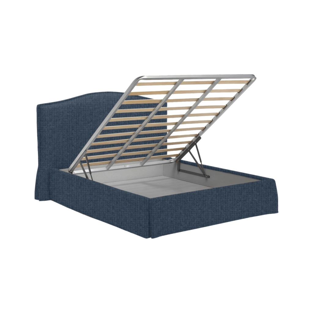 Bebington, Letto Matrimoniale Sfoderabile Made in Italy, blu