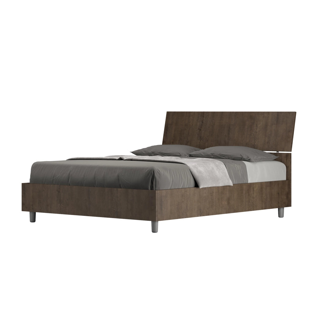 BS COM Letto matrimoniale francese con rete 140x200 testata inclinata noce