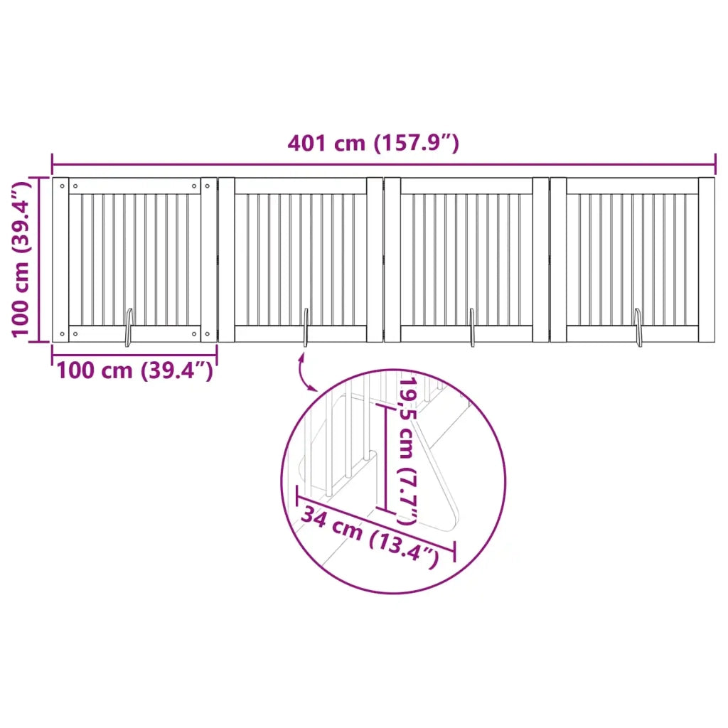 Cancello per cani pieghevole con supporti 4 pz 401 cm 892036