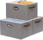 Set di scatole apribili in legno aperto - 3 pezzi - grigio (43x30x26cm)