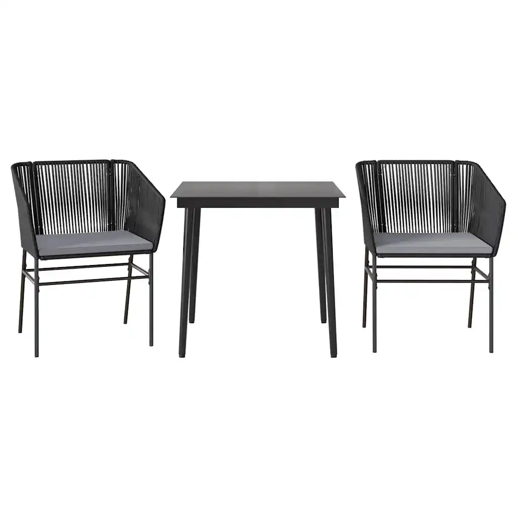 Set da Pranzo da Giardino 3 pz con Cuscini Polyrattan Vetro 3334513