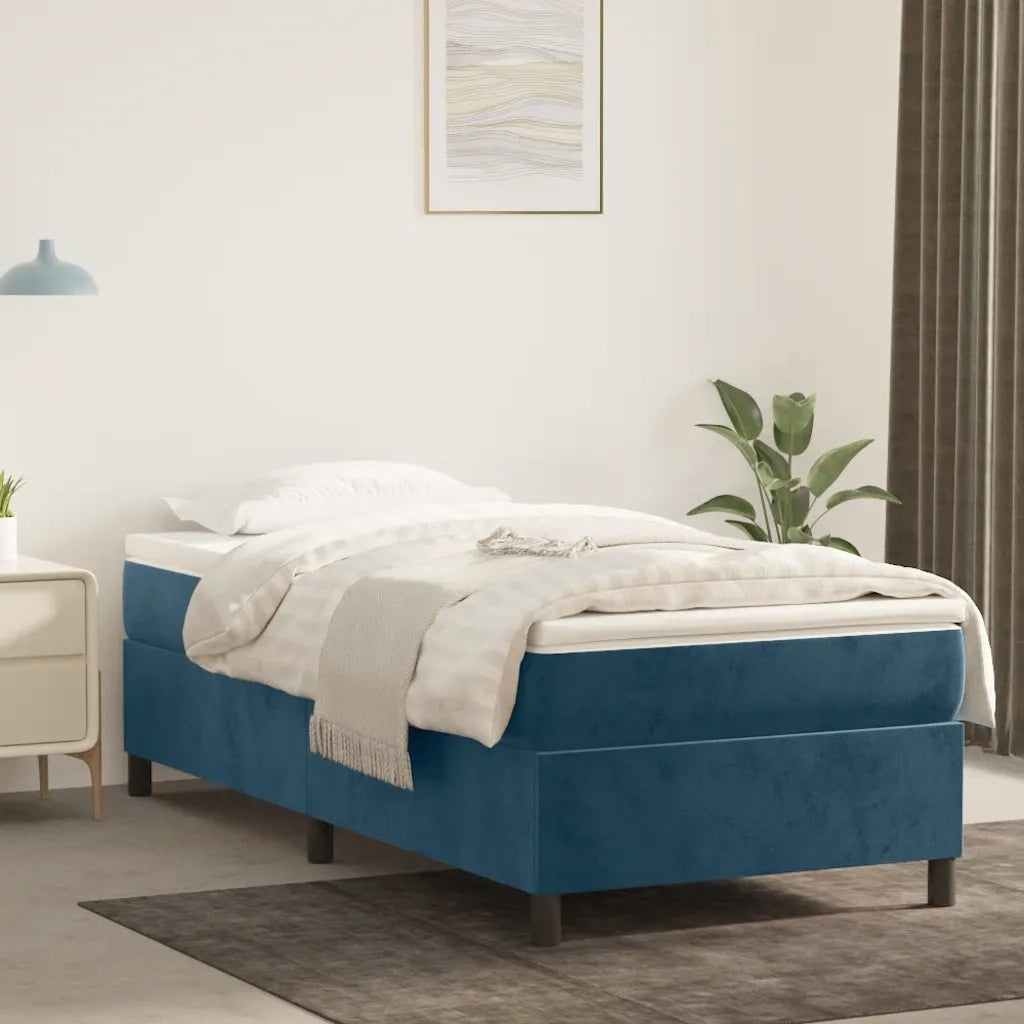 Struttura Letto a Rete a Molle Blu Scuro 90x200 cm in Velluto 3121100