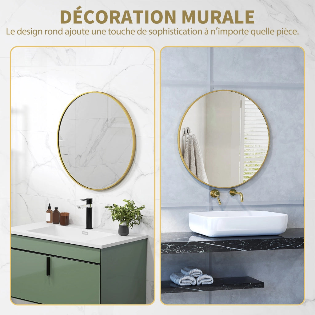 Specchio rotondo da parete ¨C Xylo ¨C metallo oro ? 70 cm ingresso