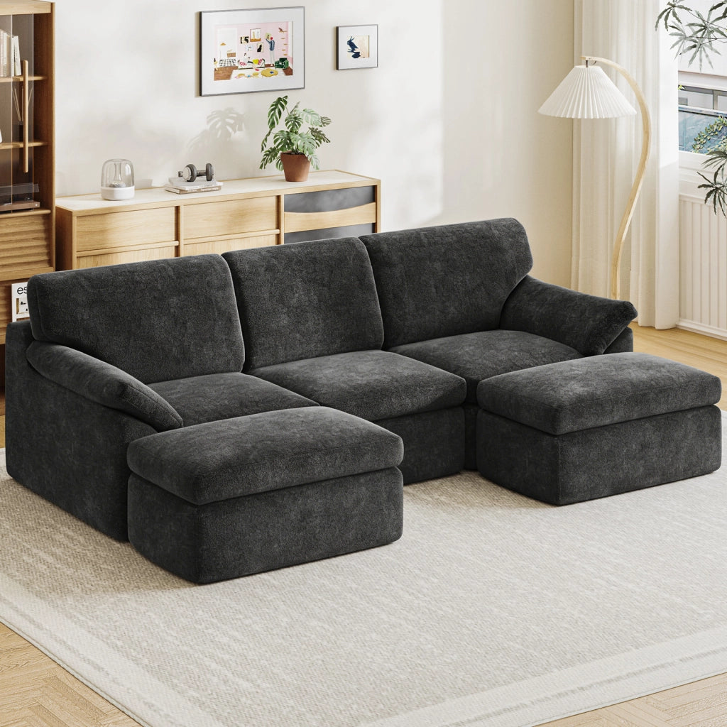 COMPONENTI PER DIVANO MODULARE OVERSIZE PER SOGGIORNO O CAMERA DA LETTO, GRIGIO SCURO