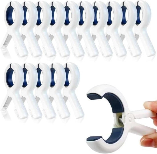 15 Wasknijpers e Clip per Ombrelloni da Spiaggia - Chiusura Ermatica - Materiale Resistente - Clip Antiscivolo