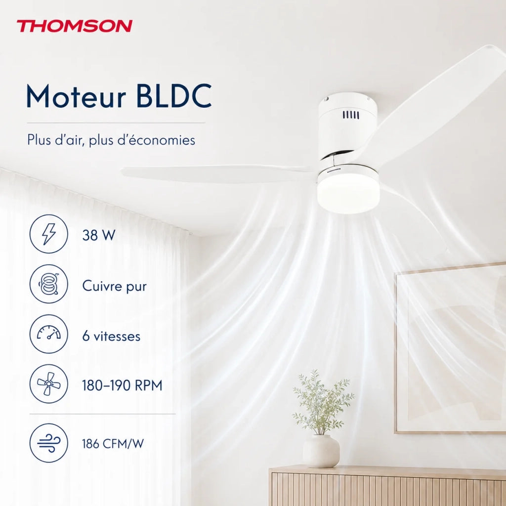 Ventilatore da soffitto con luce e telecomando incluso THOMSON SARA