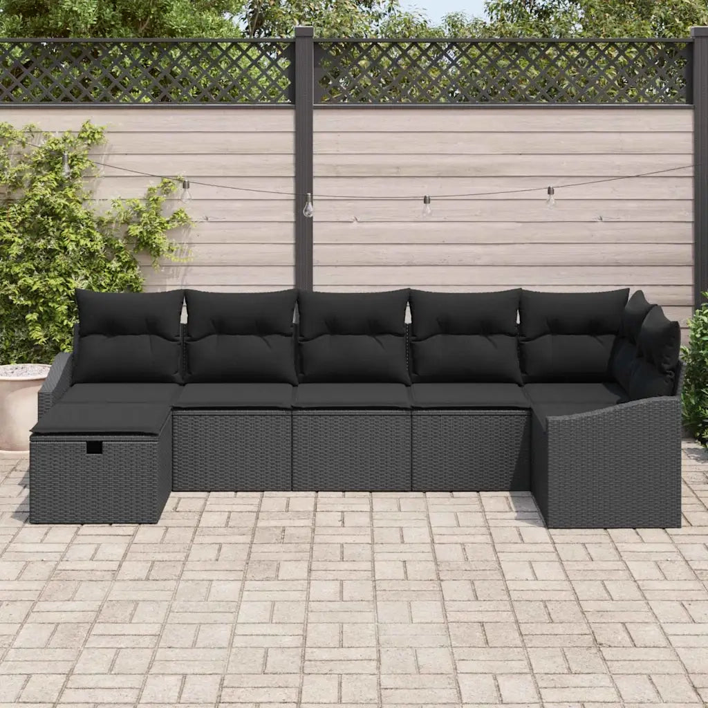 Set di divani con cuscino con archiviazione Nero polyrattan 3359302