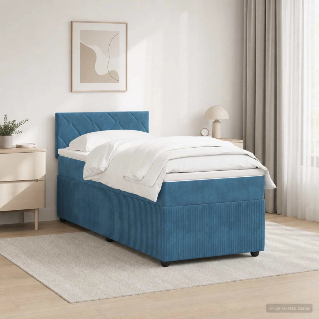 Letto box spring con materasso Blu 90 x 190 cm Velluto 3453057