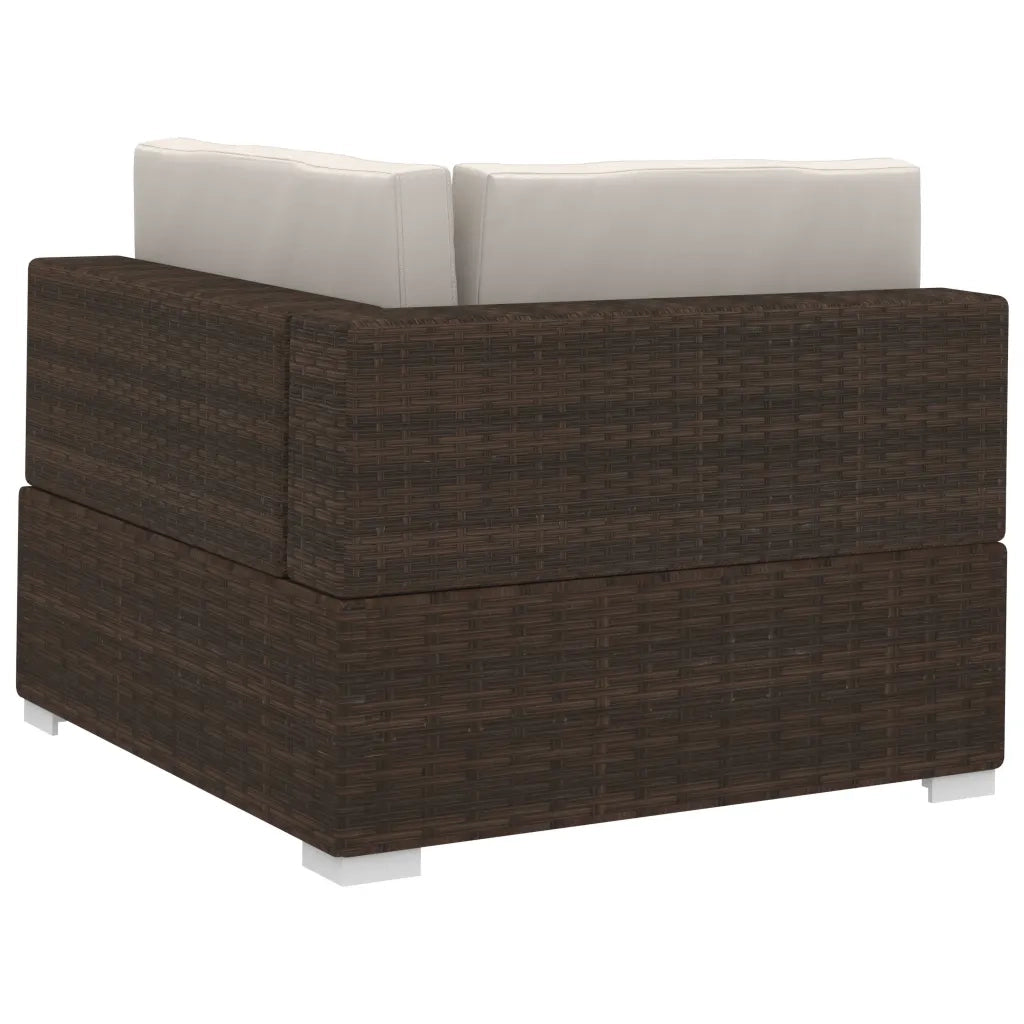 Set Divani da Giardino 4 pz con Cuscini in Polyrattan Marrone 47269