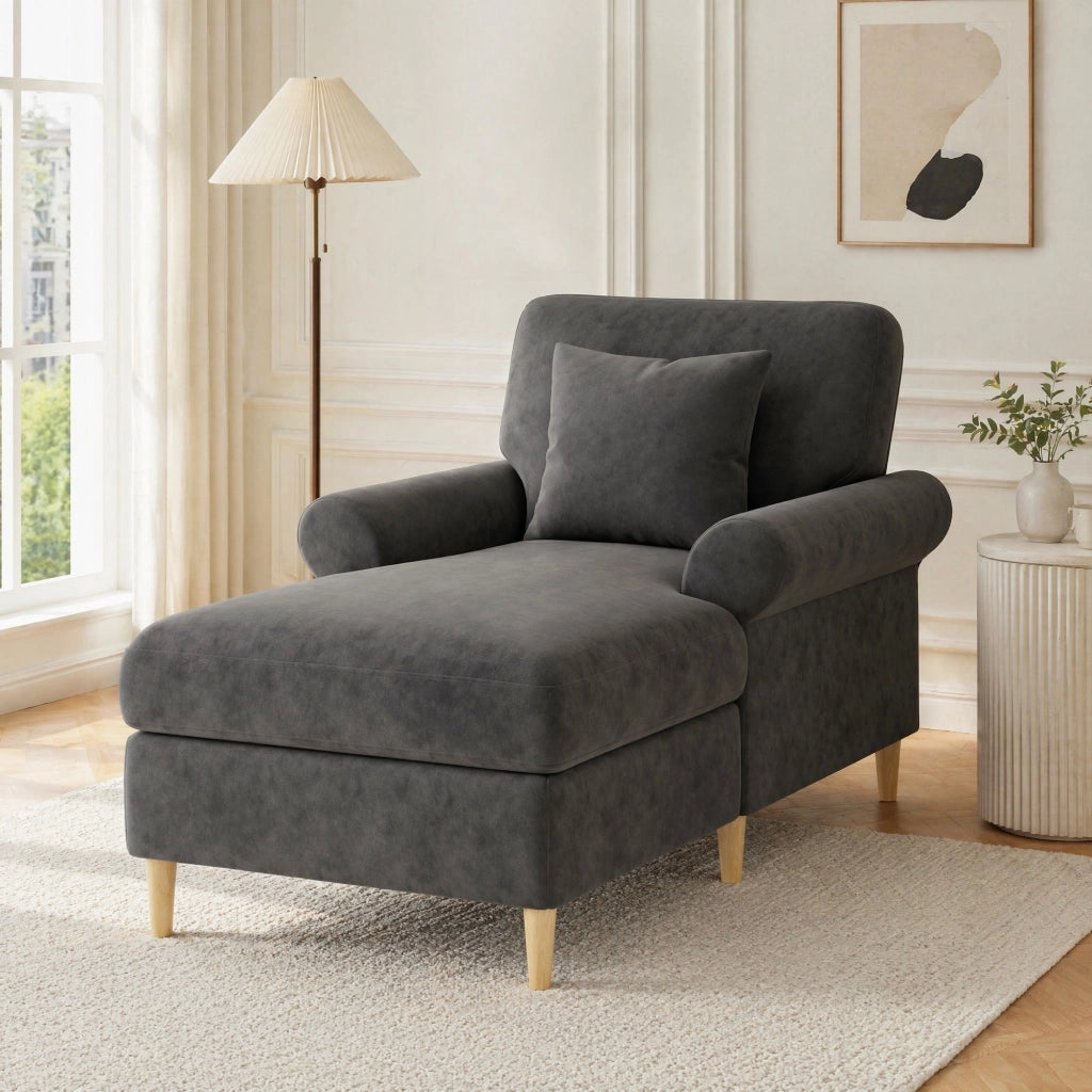 POLTRONA Relax reclinabile 133x87x90 cm Velluto Grigio