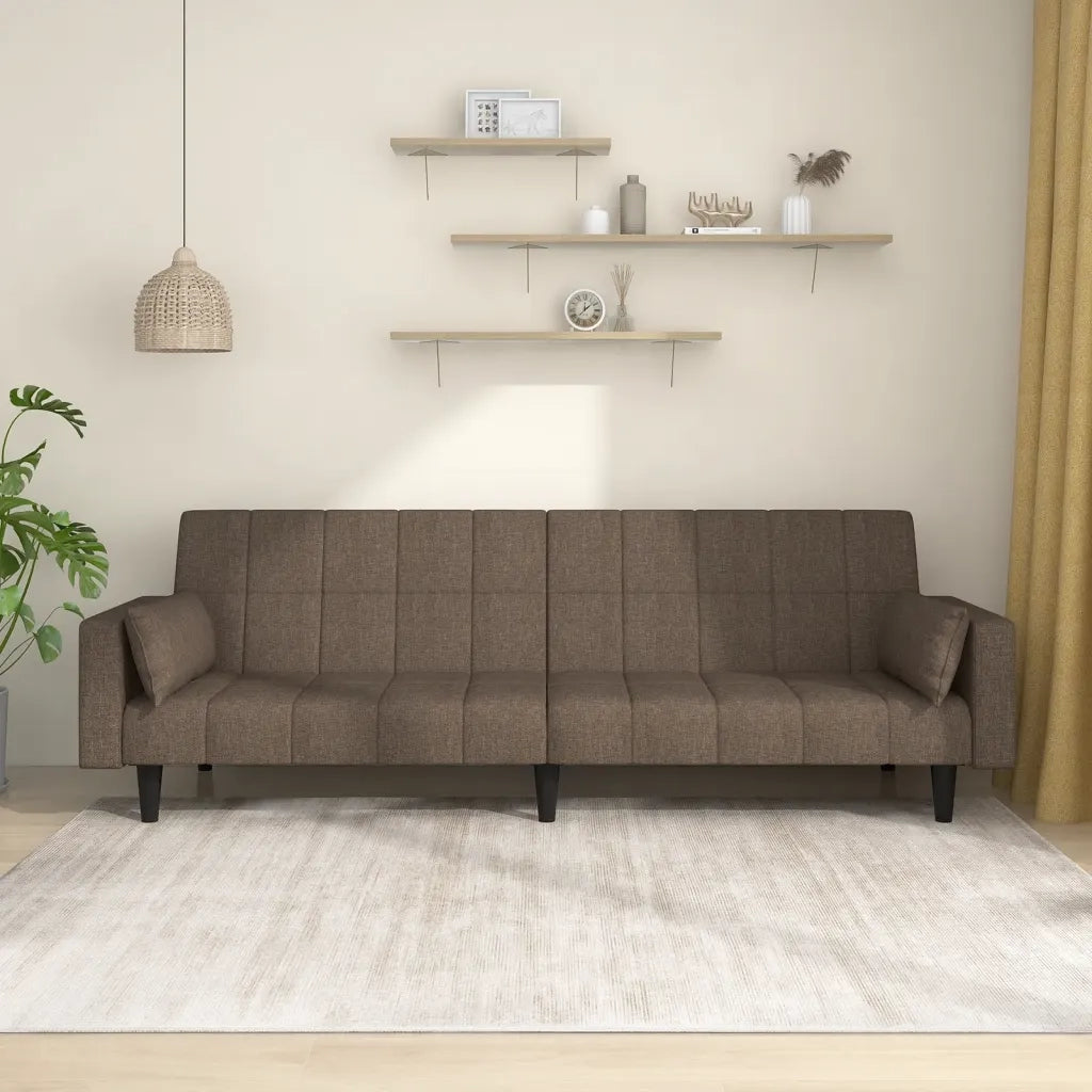 Divano letto | Sof¨¤ letto | Letto singolo a 2 Posti con 2 Cuscini Tortora in Tessuto