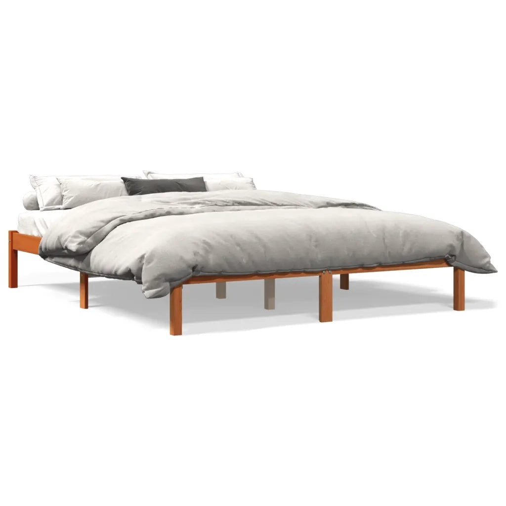 Giroletto senza Materasso-Struttura Letto Marrone Cera 150x200 cm Legno di Pino 402117