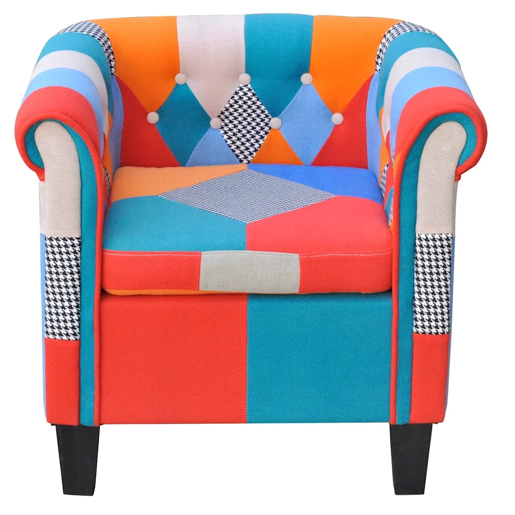 Poltrona | Sedia Relax con Design Patchwork in Tessuto