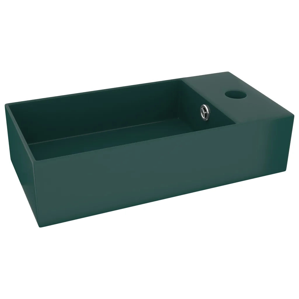 Lavandino con Troppopieno in Ceramica Verde Scuro CFW9486528