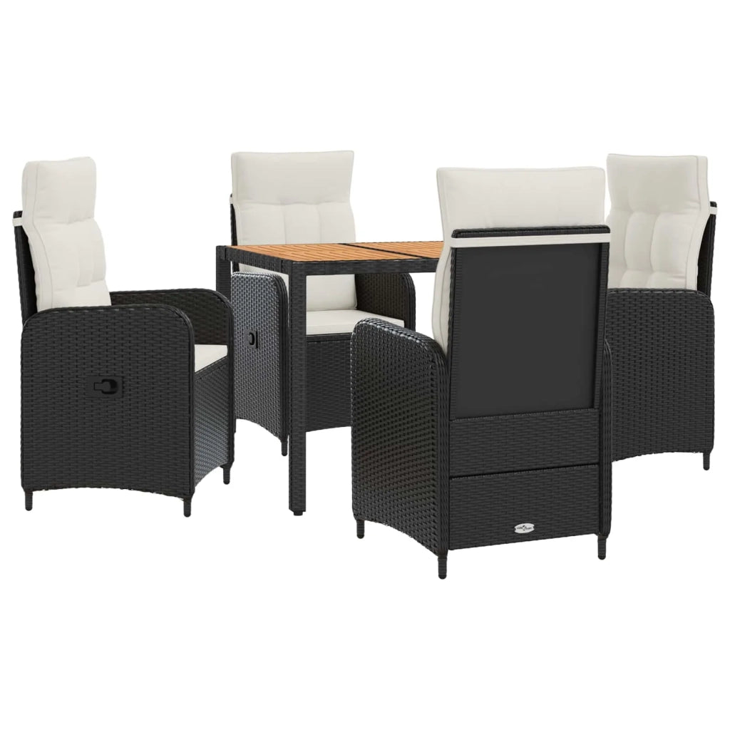 Set da pranzo per esterni 5 pz Nero e Bianco Crema 3422265