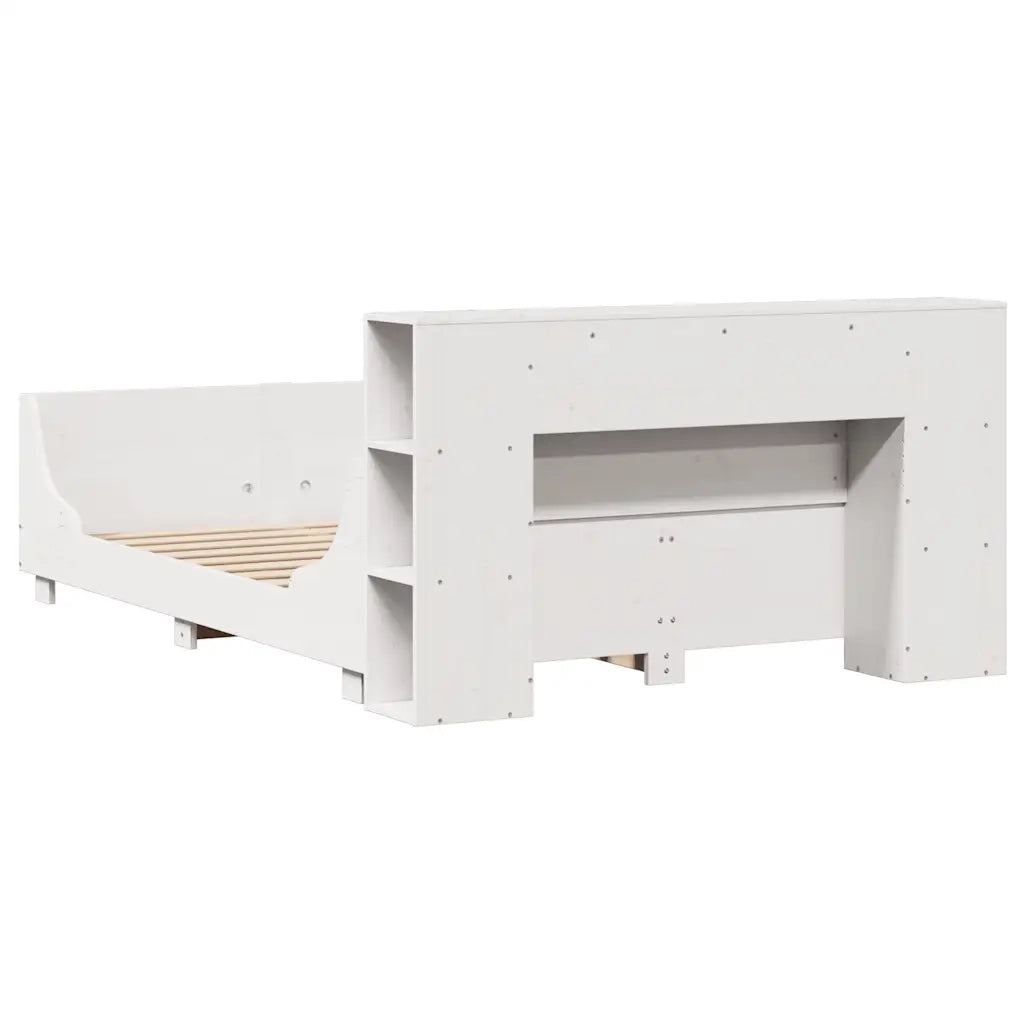 Letto senza Materasso-Struttura Letto Bianco 135x190 cm Legno Massello di Pino 275703
