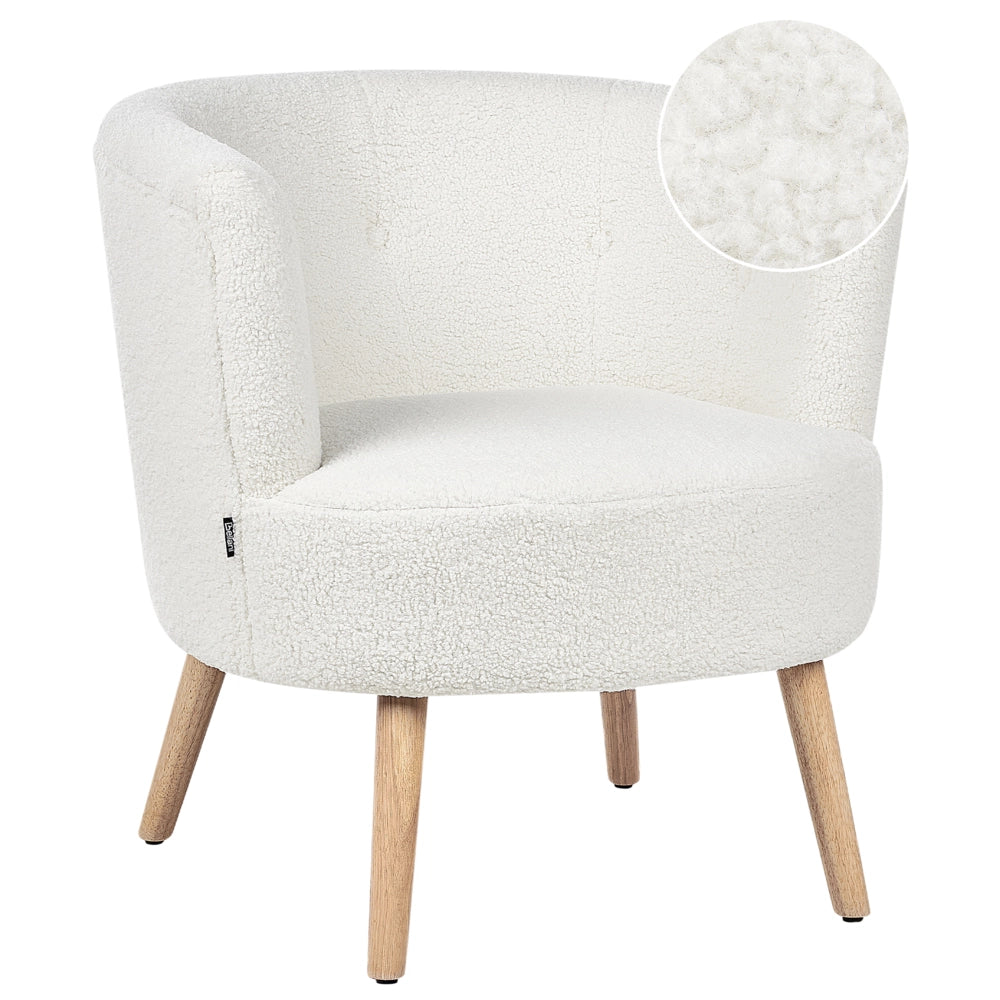 Poltrona Bianco Imbottito Boucle Vasca Sedia Stile Retrò