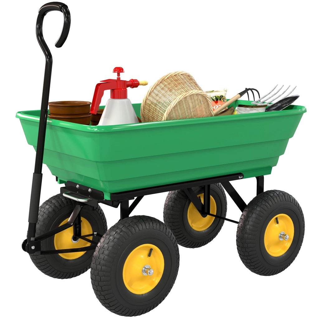 Carrello da Giardino 4 Ruote ¨C Minimal ¨C Giallo/Verde 75L 200kg