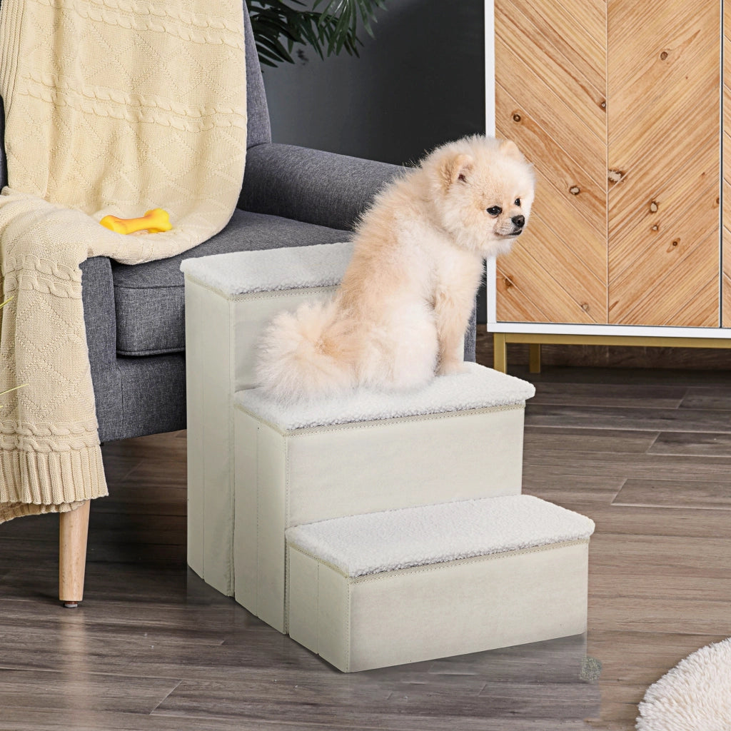 Scala per Animali Domestici 3 Gradini ¨C Minimal ¨C Bianco 48 cm