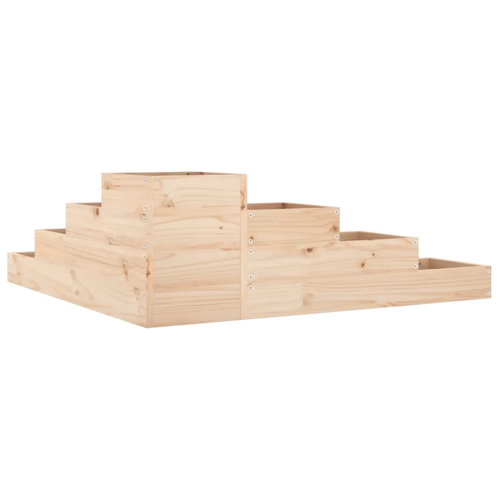 Fioriera angolare a 4 livelli per balcone o giardino 106 x 104,5 x 36 cm realizzata in legno massello di pino naturale 02_0048509