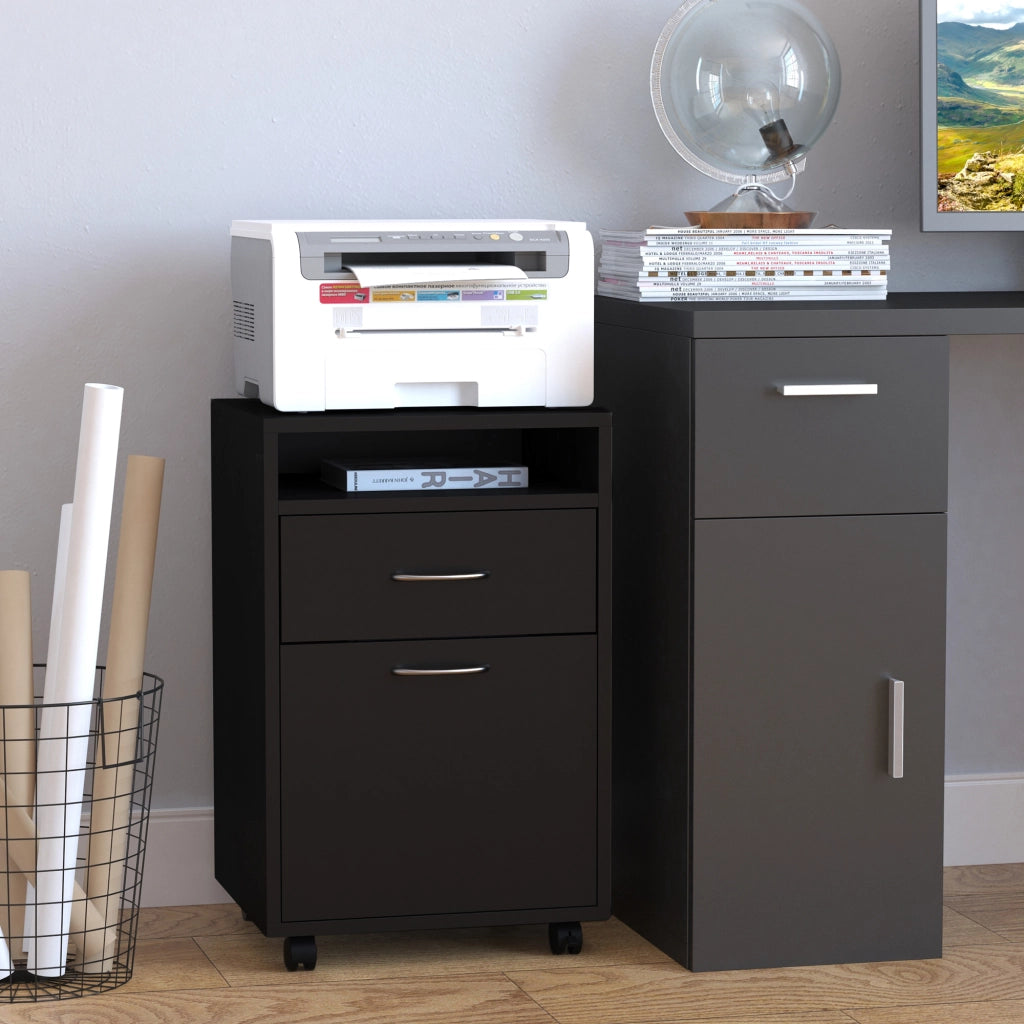 Scrivania con cassettiera ¨C Minimal ¨C Nero, Multistrato, 120x60x75 cm