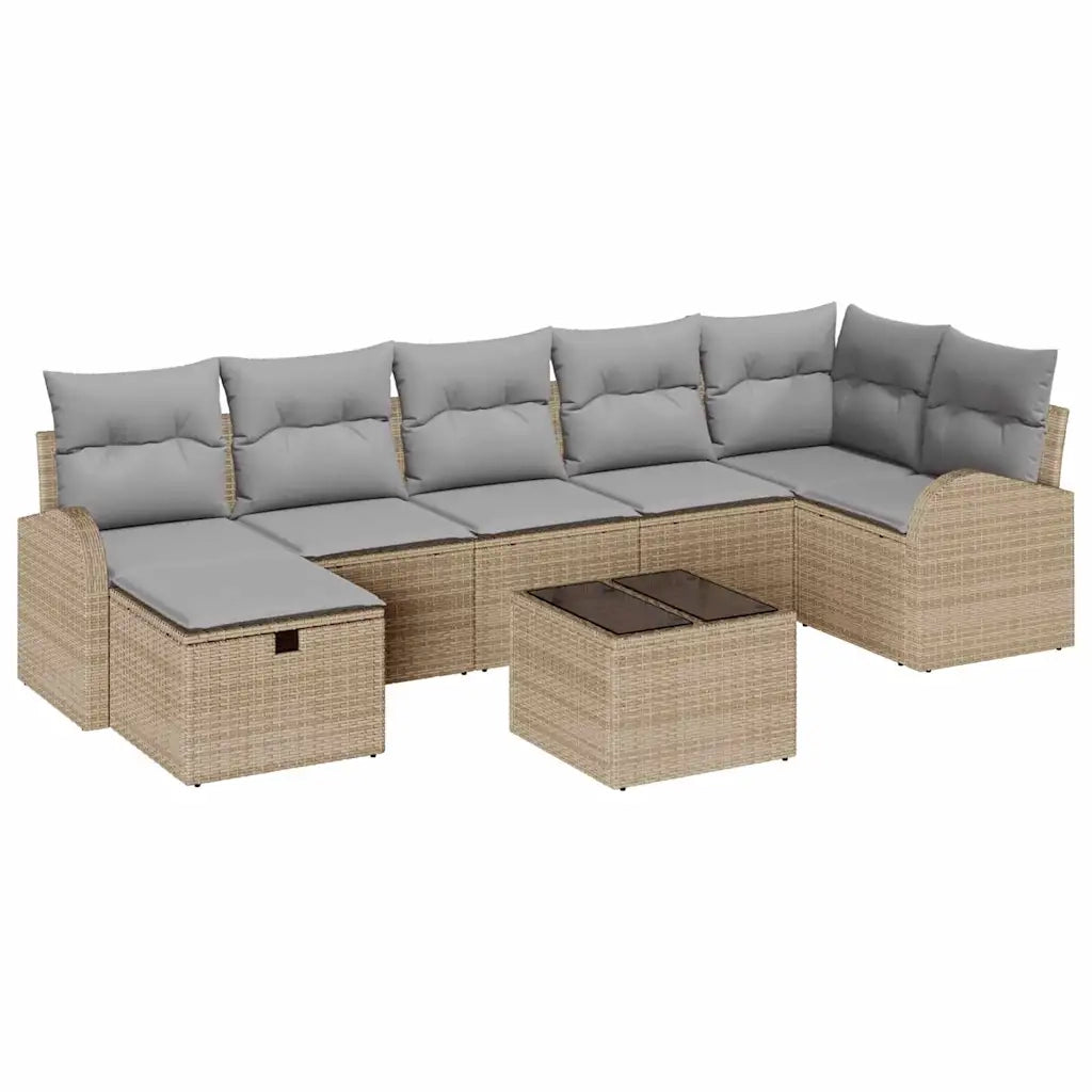 Set di divani con cuscino Beige e Grigio Chiaro polyrattan 3359109