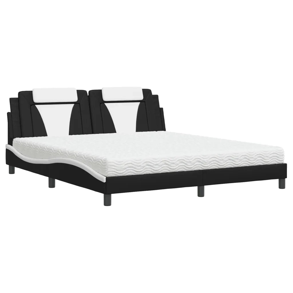 Letto Viana con Materasso Nero e Bianco 180x200 cm in Similpelle