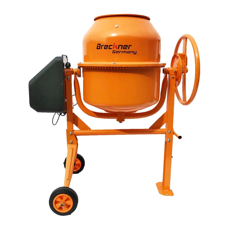 BETONIERA 450W, VOLUME 120L, PIGNONE E CORONA IN GHISA, 44KG, BETONIERA ELETTRICA 120 LITRI 450 WATT IMPASTATRICE MISCELATORE CEMENTO BRECKNER GERMANY